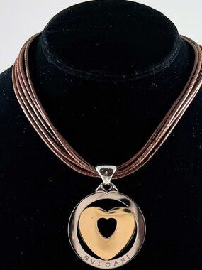 BVLGARI LARGE TONDO HEART PENDANT NECKLACE SET